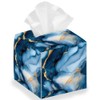 DELORIGIN Blue Marble Tissue Box Holder, Square Tissue Box Cover