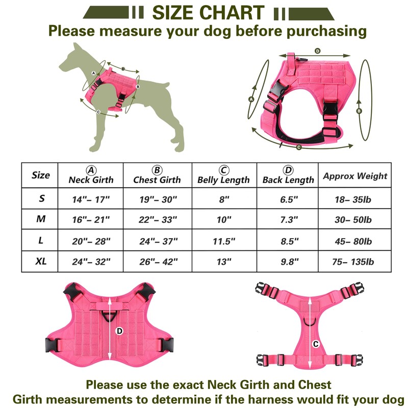 Belababy Tactical Anti Pull Dog Harness Small Medium Large Dog,