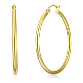 14k Yellow Gold 2mm Thickness Hinged Hoop Earrings (35 x 35 mm)