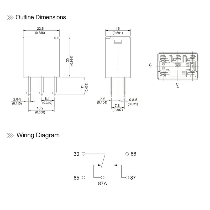 General Purpose Micro Relay 301-1c-C-D1 U05 12VDC 35A 5 Pin