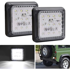 Biqing 2PCS Square LED Rear Trailer Lights White,24V Universal Led Trailer Tail Lights 12LED Tail Brake Lights Fog Lights for Caravan/Truck/Trailer/Car