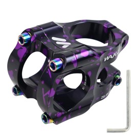 ROADNADO Bicycle Stem 31.8 mm Handlebar 35 mm Short MTB Stem Aluminium Alloy CNC Lightweight 0 Degree Bicycle Stem for MTB, BMX, Mountain Bike, Road Bike (Black Purple Camouflage)