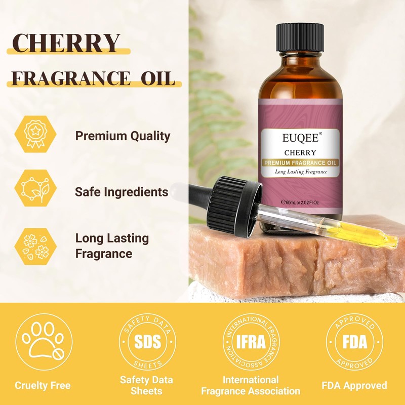 EUQEE 2.02 Fl oz Cherry Fragrance Oil, 60ml Premium Cherry