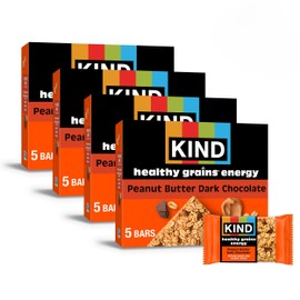 KIND Healthy Grains Energy Bars, Peanut Butter Dark Chocolate, 18g Whole Grains, Made with Super Grains, Gluten Free Snacks, 40 Ct.