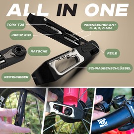 TTB Bicycle Multitool Tool Including Tyre Lever, Ultralight, Handy & Small [Mountain Bike] Bike Sport Outdoor