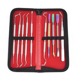 Motanar 10 Pcs 3D Printer Removal Cleaning Tool Kit, Metal Picks Set with Different Tips (Black-9 Picks and 1 Tweezers)