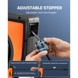 DEWENWILS 60 FT Retractable Extension Cord Reel, 12/3C SJTOW Heavy Duty Power Cord, Twist-lock Stopper, 6 Grounded Outlets, 15A Circuit Breaker, Wall/Ceiling Mounted for Garage, Workshop, ETL Listed