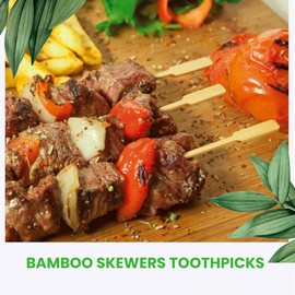 CANAPE KING Wooden Bamboo Skewers - 100Pcs Disposable Natural Bamboo Fruit Sticks Reusable Drink Stirrers Yakushi Cocktail Stick (18cm) - for Parties Dinner Catering