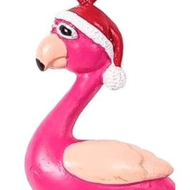 The Bridge Collection 2.86" Santa Pink Flamingo Ornament - Beach Ornament - Pink Ornament for Christmas Tree - Vacation Ornament