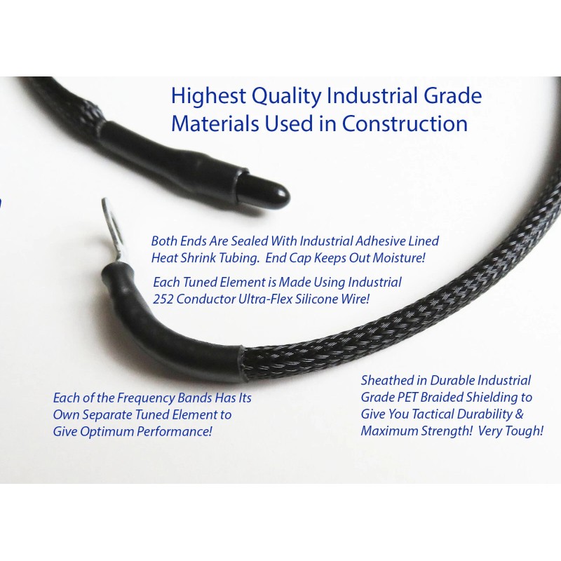 Radio-Tecs HAM Antenna Tactical Counterpoise Tiger Tail Tri-Band Both SMA