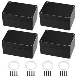 PIWOSGOL 4 Piece Junction Box Waterproof IP65, 100 x 68 x 50 mm Electrical Project Box Surface-Mounted Black Electrical Accessories Housing ABS Plastic Junction Box
