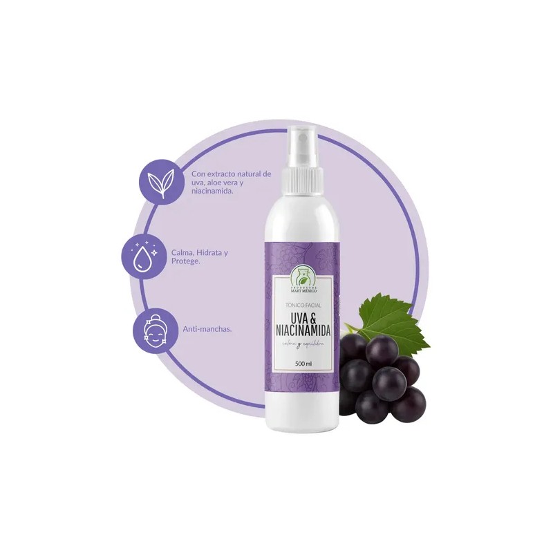 Tónico Facial de Uva y Niacinamida para Piel Normal a