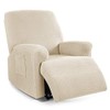 Recliner Cover 4-Pieces, TAOCOCO Recliner Stretch Sofa Slipcover Cover 1 Seat Couch Soft Furniture Protector with Elastic Chair Covers (Beige)