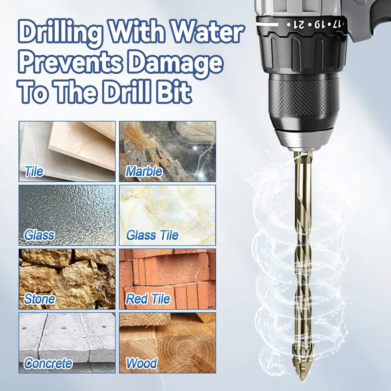 Four-Flute Sawtooth Eccentric Drill Bit, High-Strength Serrated Drill Bit 1/4