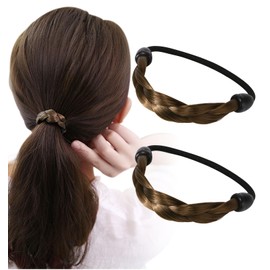 Herbeluemily Hair Rubber Black Hair Pony Set of 2 Simple Stylish Hair Accessories Braid Light Brown