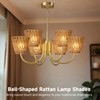 6 PCS E27 Rattan Lamp Shade,Bell Woven Wicker Lampshades Replacement,Paper
