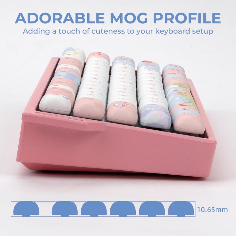 XVX Fox Party Pink Cute MOG Dye-Sub PBT Keycaps (138