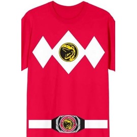Power Rangers Red Ranger Men's Red Crew Neck Short Sleeve Cosplay Tee-Large