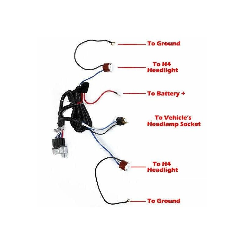 Vspec H4 9003 Headlights Relay Wiring Harness Kits for H6054