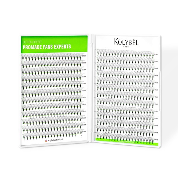 Kolybel 500 Premade Fans Lash Extensions 16D 10mm Single Length