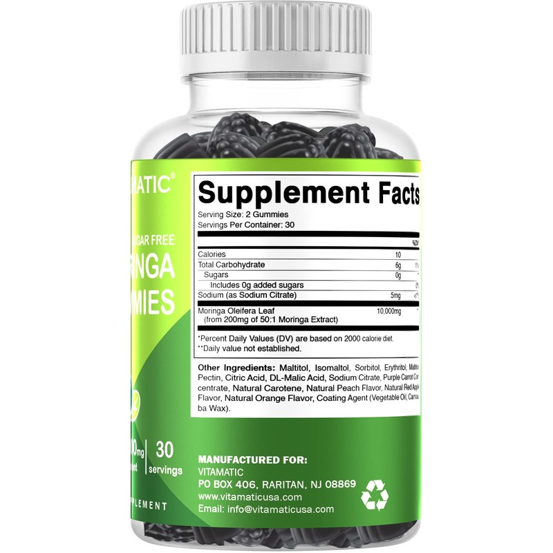 Vitamatic Sugar Free Moringa Gummies - 10000 mg Equivalent per