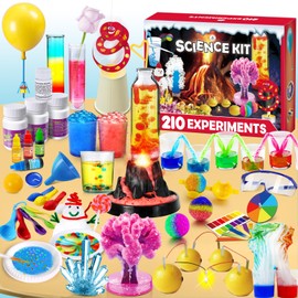 UNGLINGA 210 Experiment Kits for Kids, Boys Girls Toy Birthday Gifts Ideas, Chemistry Set, Mint Fan Activities Educational Project, Volcano Science Kit