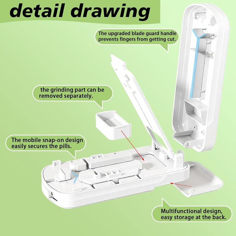 Pill Cutter - 1/2,1/3 &1/4 Pill Splitter with Storage Bag