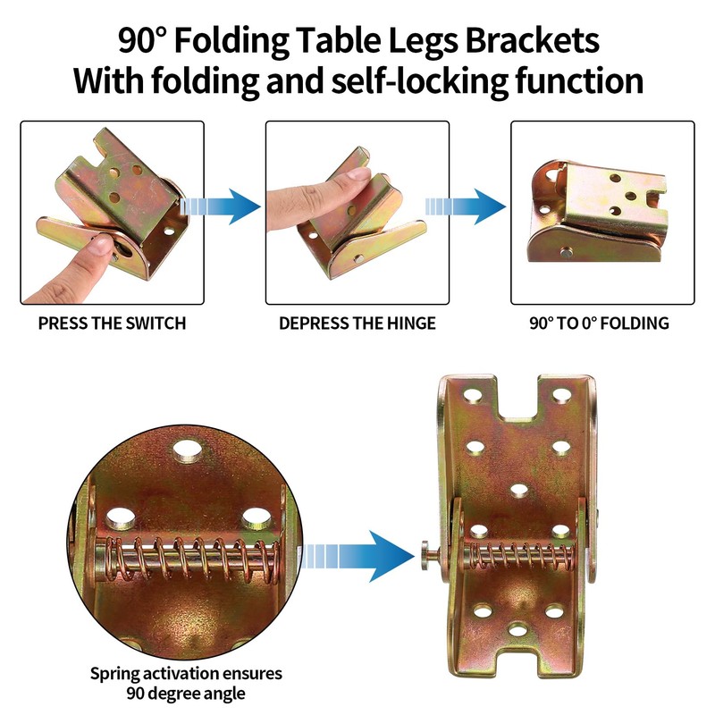 4 Pcs Folding Table Legs, 90 Degree Self Locking Foldable