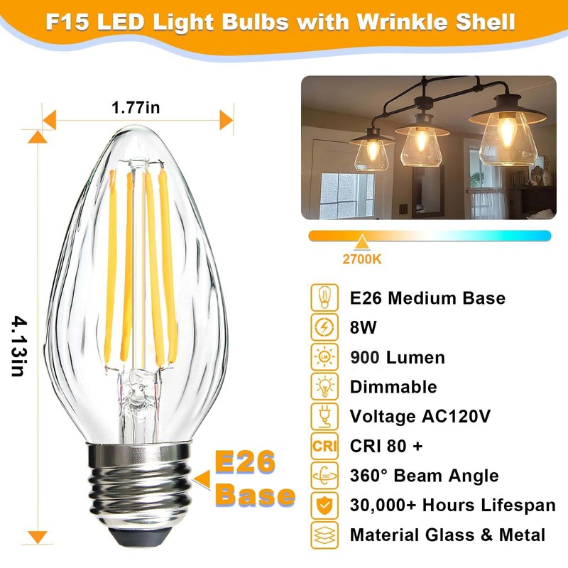 BRIMAX F15 8W Led Porch Light Bulb Outdoor, E26 Medium