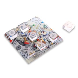 Designer Luxe Acrylic Tic Tac Toe Game Set with Clear Playing Pieces, Perfect Coffee Table Décor and Game for The Family (Printed)