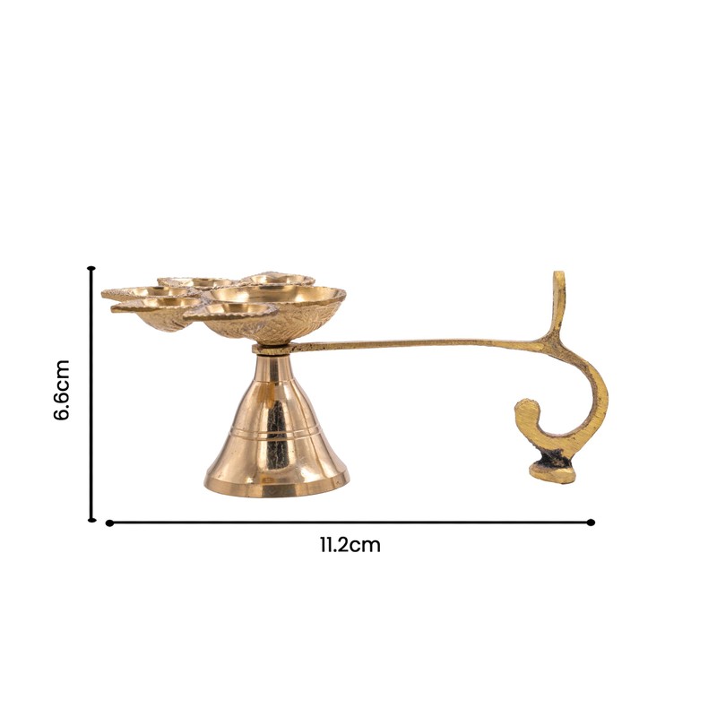 Traditional Brass Panch Aarti Diya for Puja Essential Pooja Article