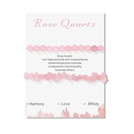 Kysin Chiys 2Pcs Set Amethyst Bracelets for Women 6mm Natural Gemstone Bracelet Crystal Beaded Bracelet Irregular Chips Beads Bracelet Stretch Relief Reiki Yoga Bracelet 6mm - Rose Quartz