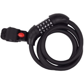 Captain Stag Y-7360 Bicycle Key Lock Wire Lock Coil Wire, 5 Digit Dial Type, Length 47.2 inches (1200 mm), Diameter 0.5 inches (12 mm), Change Passcode, Matte Black