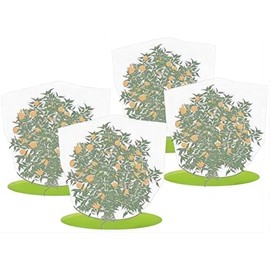 Agfabric Bird Netting 72" Hx72 W Garden Netting Insect Pest Barrier,Plant Cover Fruit Tree Netting Mesh Protection Bag with Drawstring,White,4 Pack