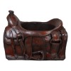 Rustic Western Faux Leather Cowboy Horse Saddle Decorative Planter Or