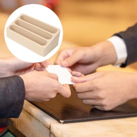 Business Card Stand, Highly Stable Business Card Organiser, Business Card Box, Business Card Holder for Office, Salon, Table Top (1 Piece Beech 3 Scomparti)