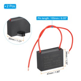 PATIKIL 4uF 450 V CBB61 Capacitor, 2Pcs Ceiling Fan Capacitor Motor Starting Capacitor Metalized Polypropylene Film Capacitors for Ceiling Fan Motor, Black