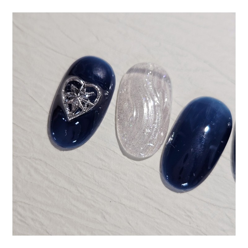 Midnight Sparkle Handmade Nail Tips - Coffin Midi / 미드나잇