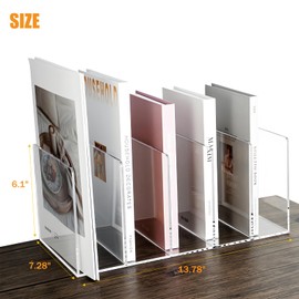 Aphbrada Acrylic Magazine File Holder with 5 Vertical Compartments, Clear Desk Organizer and Magazine Storage Rack File Organizer Bookshelf for Office Desktop Accessories, Home Workspace
