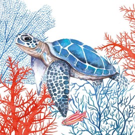 20 napkins, turtle in the ocean, table decoration, decoupage, napkin technology, 33 x 33 cm