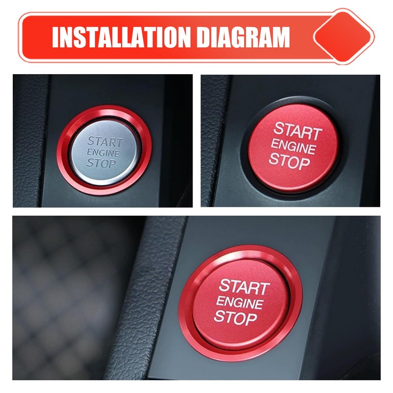 2 PCS Car Button Starter Cover, Ignition Ring Cover Interior