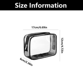 2 Pcs Medium Clear Makeup Bags, PVC Waterproof Travel Toiletry Bag, for Men, Women and Kids, Travel Business(Black)