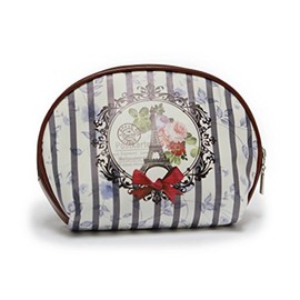 Cosmetic Bag - Eiffel Tower, Postmark, Floral, Stripe Design