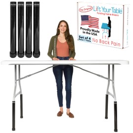 Lift Your Table® Folding Table Risers - Bar Height (Movable Foot) - Made in The USA, Heavy Duty, Sturdy, Portable, Easy-to-Use Extensions Raise Bent Leg Folding Tables (Set of 4)