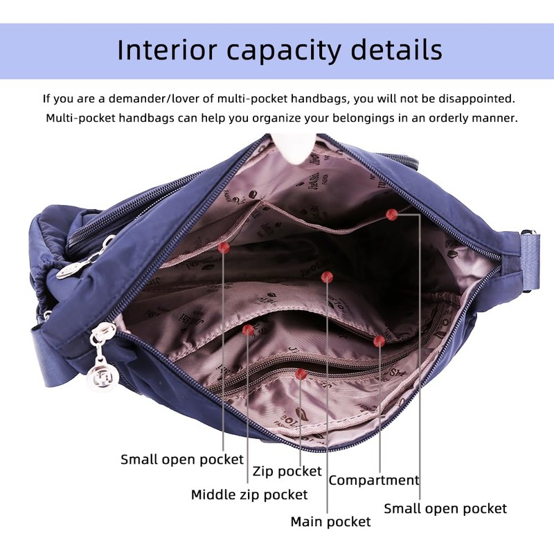 MINTEGRA - Bolso de hombro para mujer, espacioso con múltiples