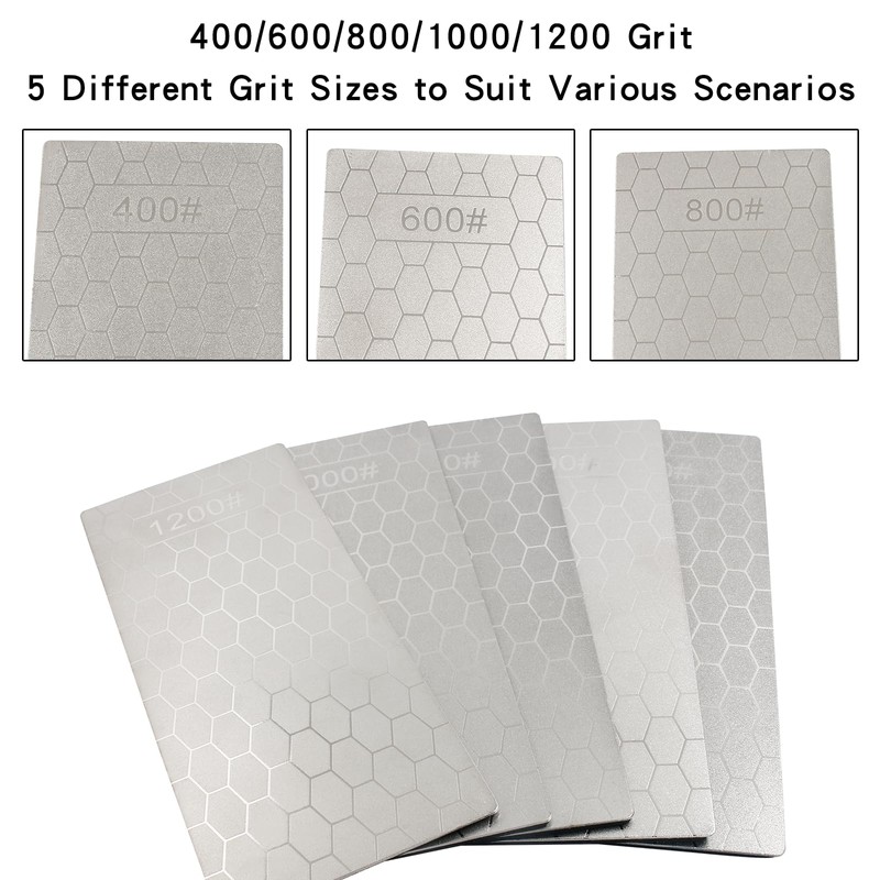 Coufce Versatile 5-Piece Diamond Sharpening Stone Set, Honeycomb Surface Diamond