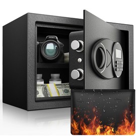 Goldenkey 1.6 Cu.Ft Classic Fireproof Safe with Charging Port – Large Fireproof Safe with Keypad & Key, Fits Laptop, Jewelry & Documents, 11.81"D x 14.96"W x 11.81"H