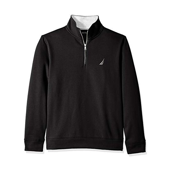 NAUTICA Men's Solid 1/4 Zip Fleece Sweatshirt, True Black, X-Large