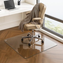 VASUHOME Premium Tempered Glass Chair Mat, 36 x 46 Inch Large Office Floor Mat for Carpet or Hardwood Floors, 1/5" Thick with 12 Anti-Slip Pads