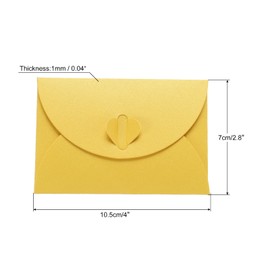 PATIKIL Mini Envelopes, 50 Pack Heart Clasp Tiny Items Storage Cute Present Card Holder for Wedding Greeting Party, Yellow